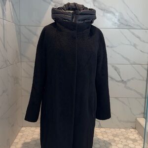 Trina Turk Black Wool Alpaca Peacoat Hooded Trench Coat Women’s Size 6 | M